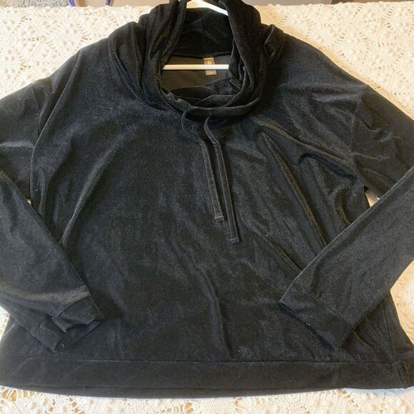 Xersion (L) Women's Sweatshirt - Cowl Neck Black Soft Mesh-type fabric Athletic - Picture 2 of 8